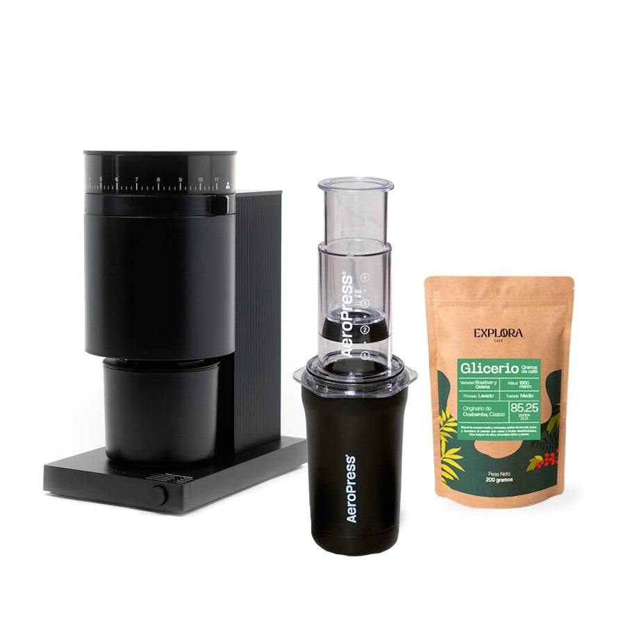 AeroPress Go Plus coffee starter pack with Fellow Opus grinder and specialty coffee beans