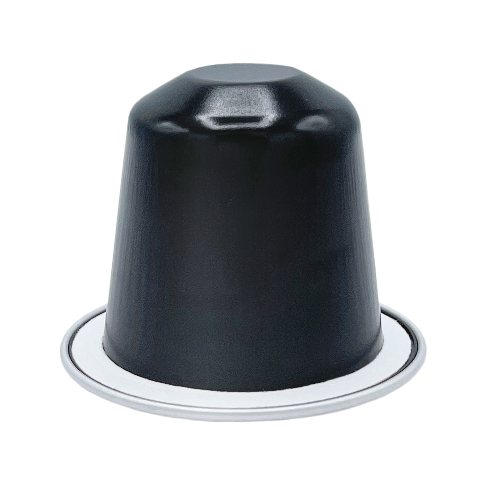 Pack Viaggio Fortissimo black coffee capsule compatible with Nespresso machines, intense robust espresso with smoky notes.