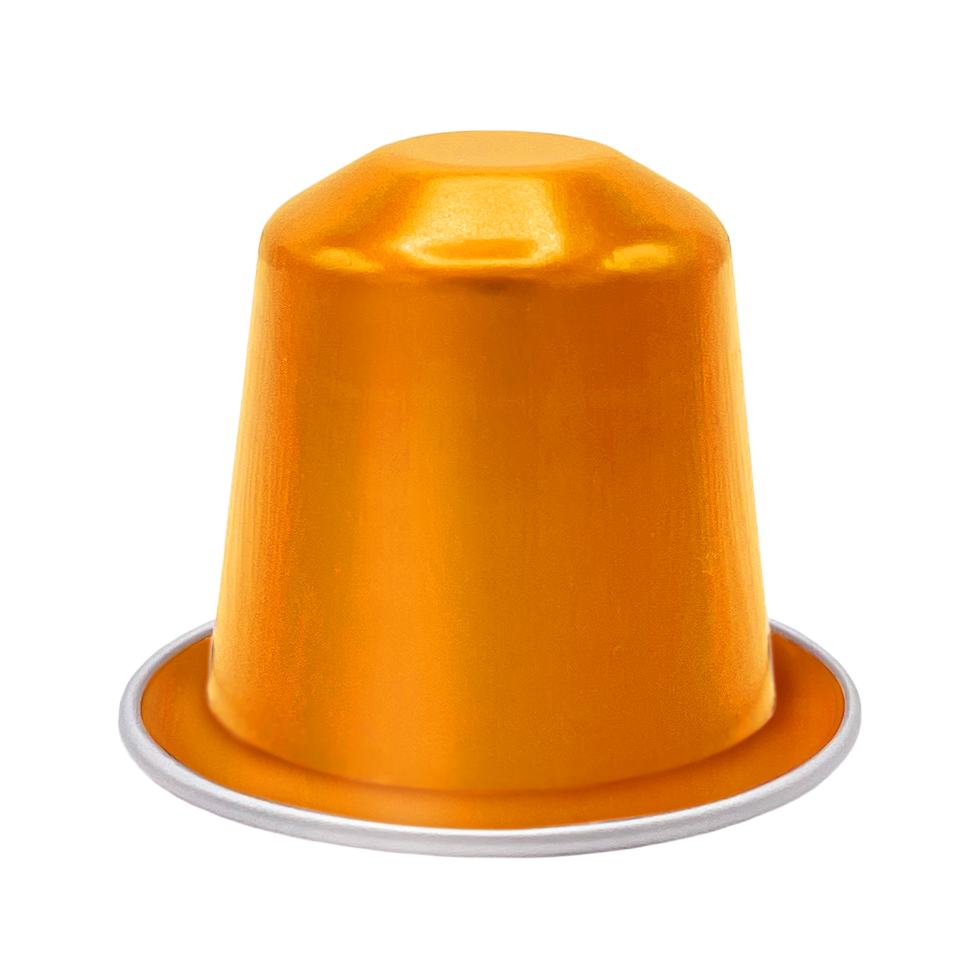 Viaggio Ristretto Nespresso-compatible coffee capsule in bright orange with intense espresso flavor and creamy body