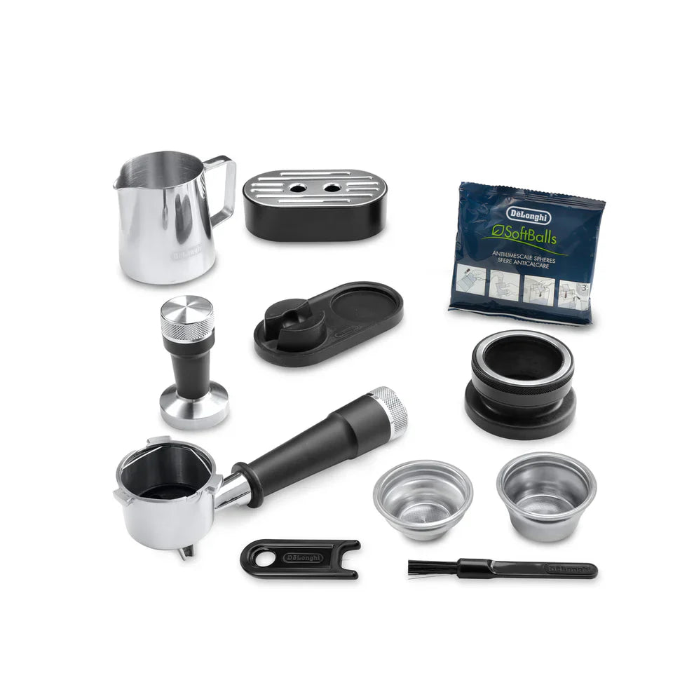 Delonghi La Specialista Arte Evo compact coffee machine with grinder and temperature control preparing espresso and cold brew