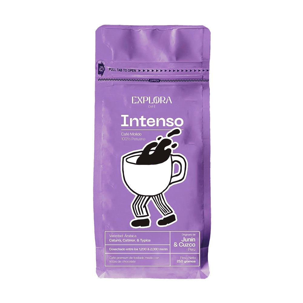 Explora Intenso Café molido 250g purple packaging.