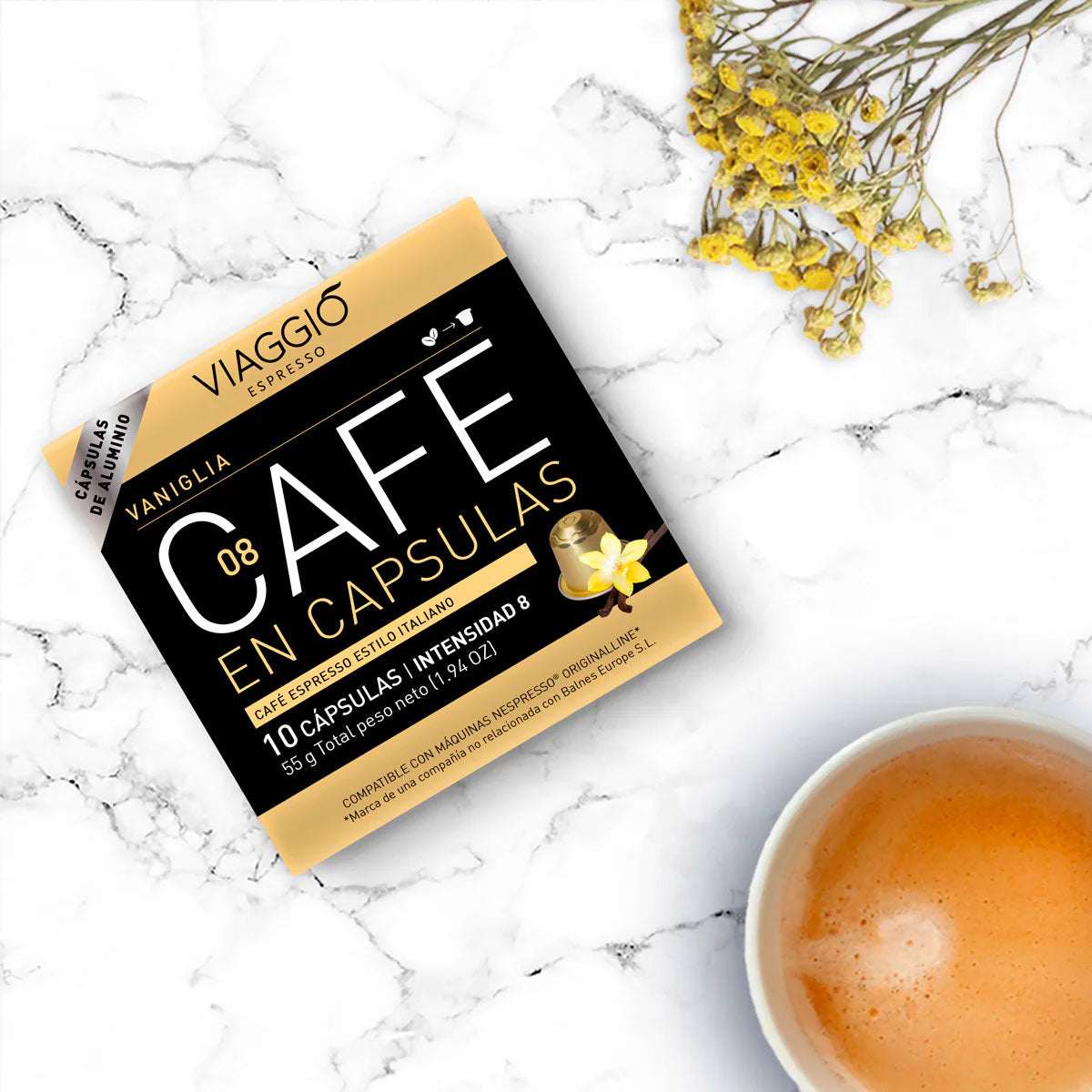 Pack Viaggio Vaniglia cápsulas de café compatibles con Nespresso, sabor vainilla y almendras, intensidad 8