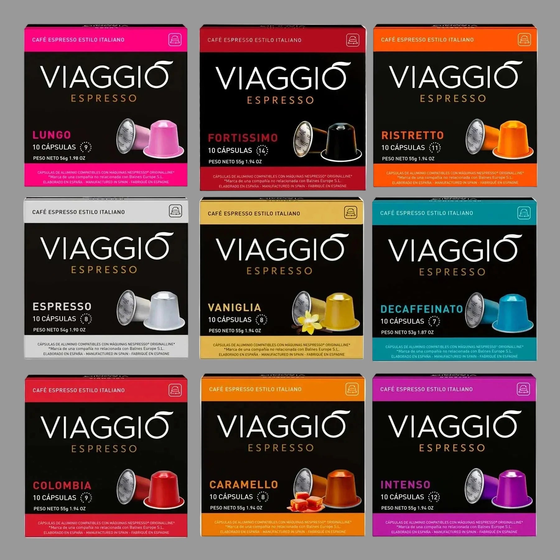 Arma tu Pack de Cápsulas - los 9 sabores Viaggio Espresso compatibles con Nespresso