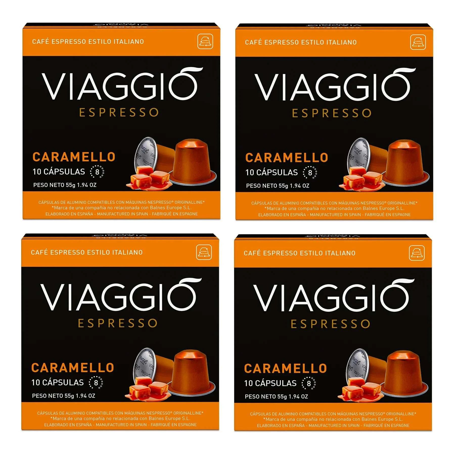 Pack de cápsulas de café Viaggio Caramel, compatible con Nespresso®.