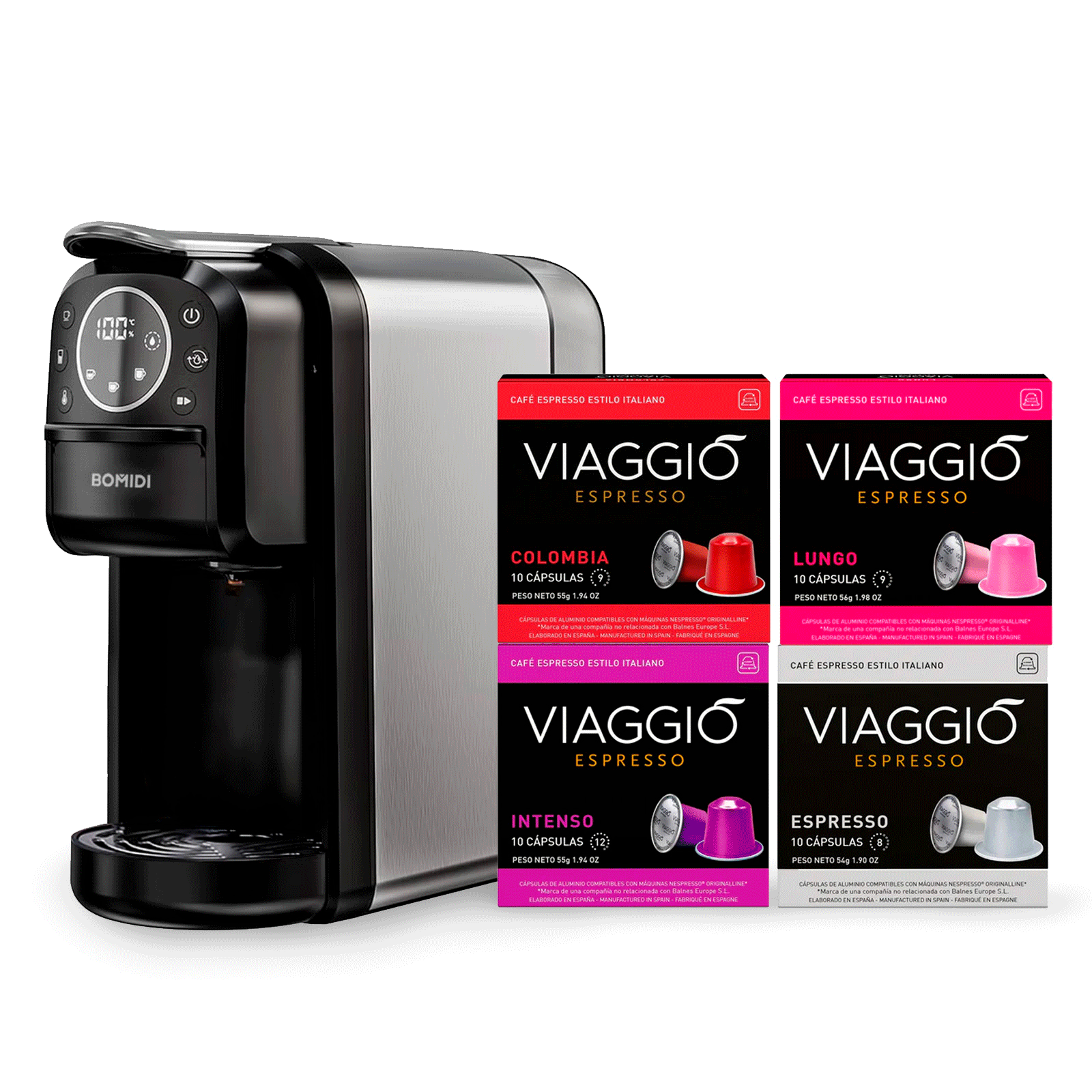 Arma Tu Combo: Bomidi | Cafetera 3-en-1 + Cápsulas Viaggio Espresso