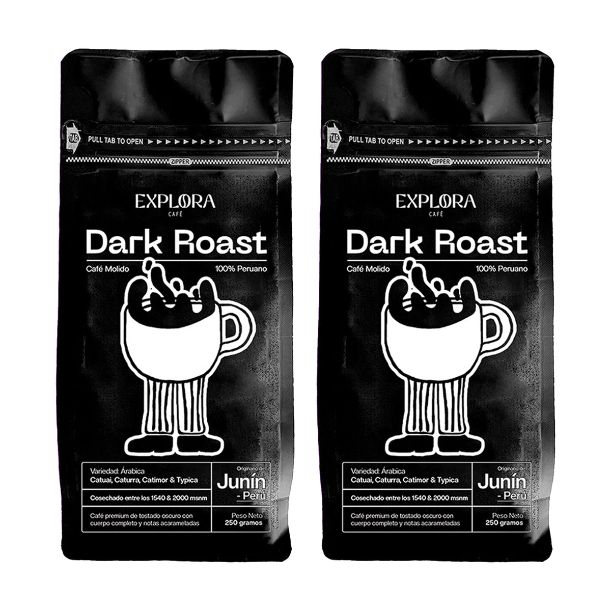 Explora Café | Dark Roast - Café Molido de Especialidad, 250gr x2